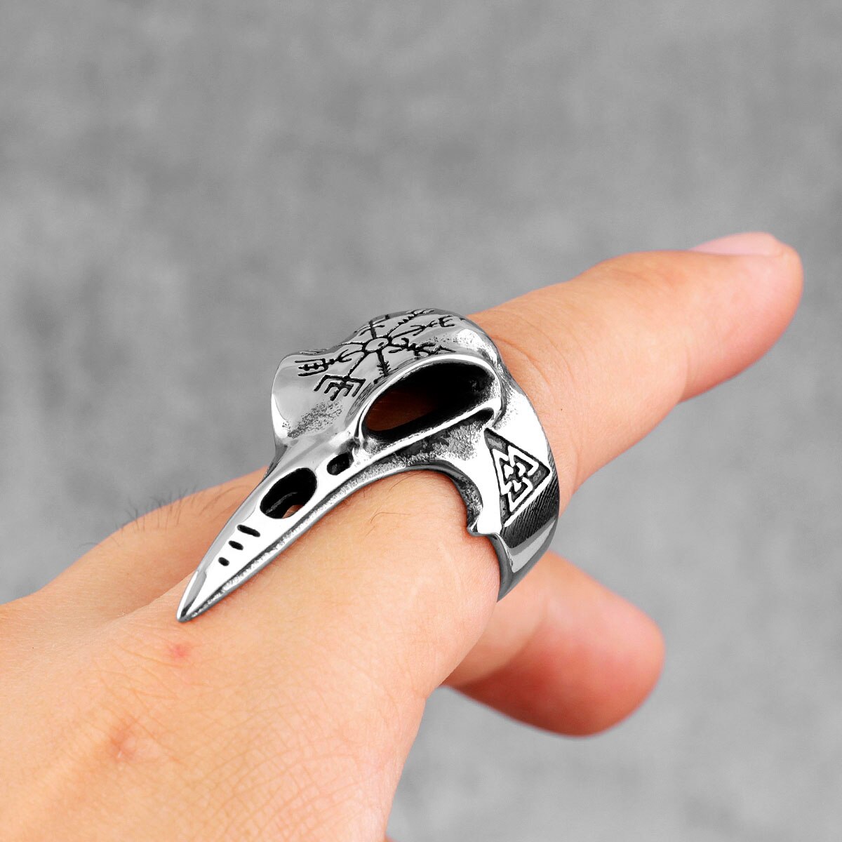 Nordic Mythology Viking Crow Retro Stainless Steel Mens Rings Punk for Male Boyfriend Biker Jewelry Creativity Gift Wholesale