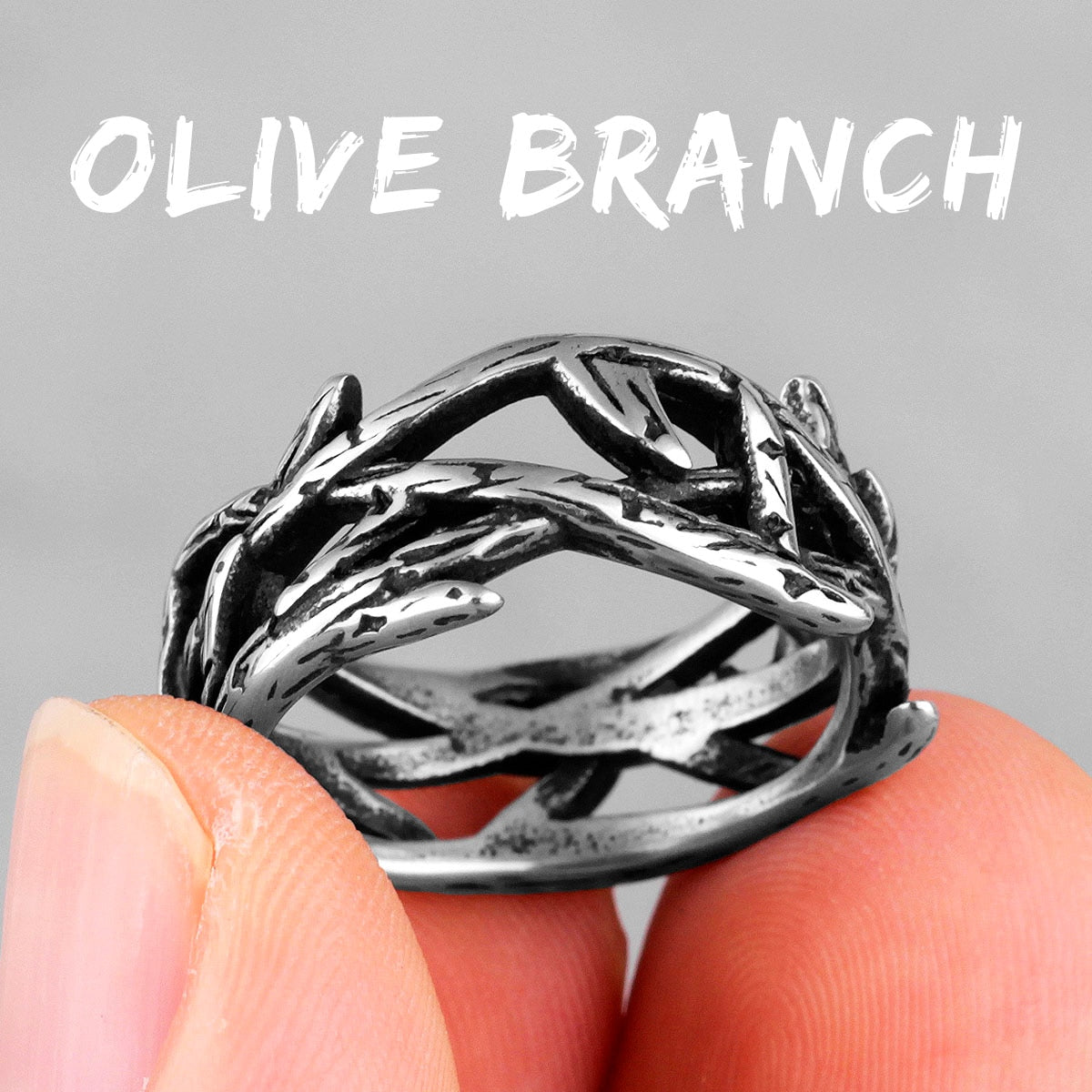 Victory Olive Branch Stainless Steel Mens Rings Punk Simple Retro for Male Boyfriend Biker Jewelry Creativity Gift Wholesale