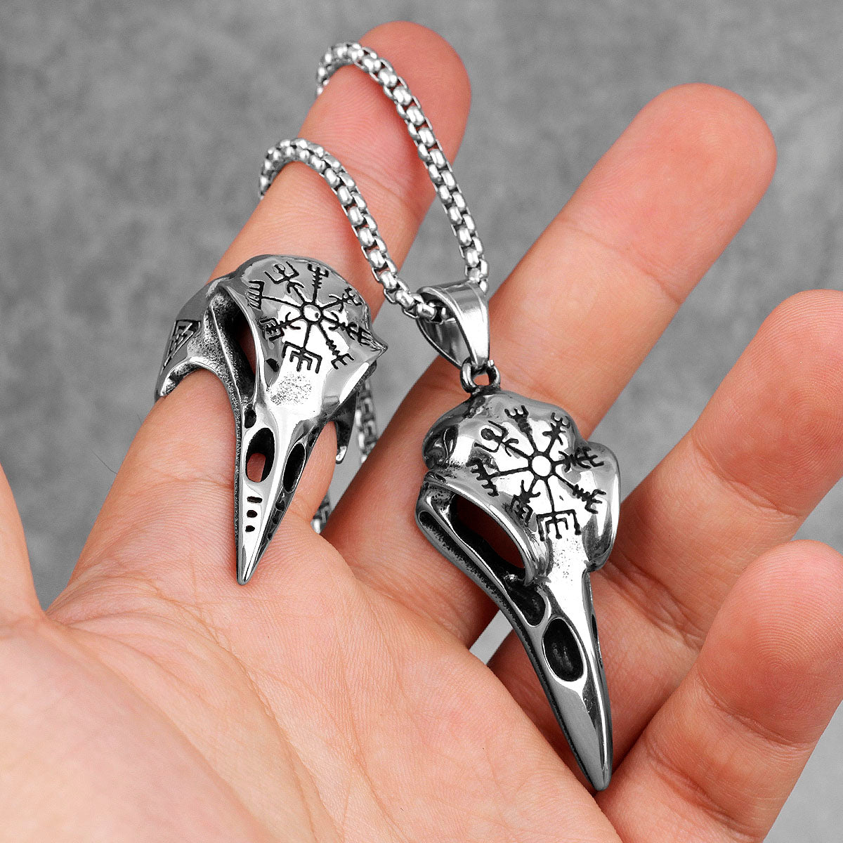 Nordic Mythology Viking Crow Retro Stainless Steel Mens Rings Punk for Male Boyfriend Biker Jewelry Creativity Gift Wholesale