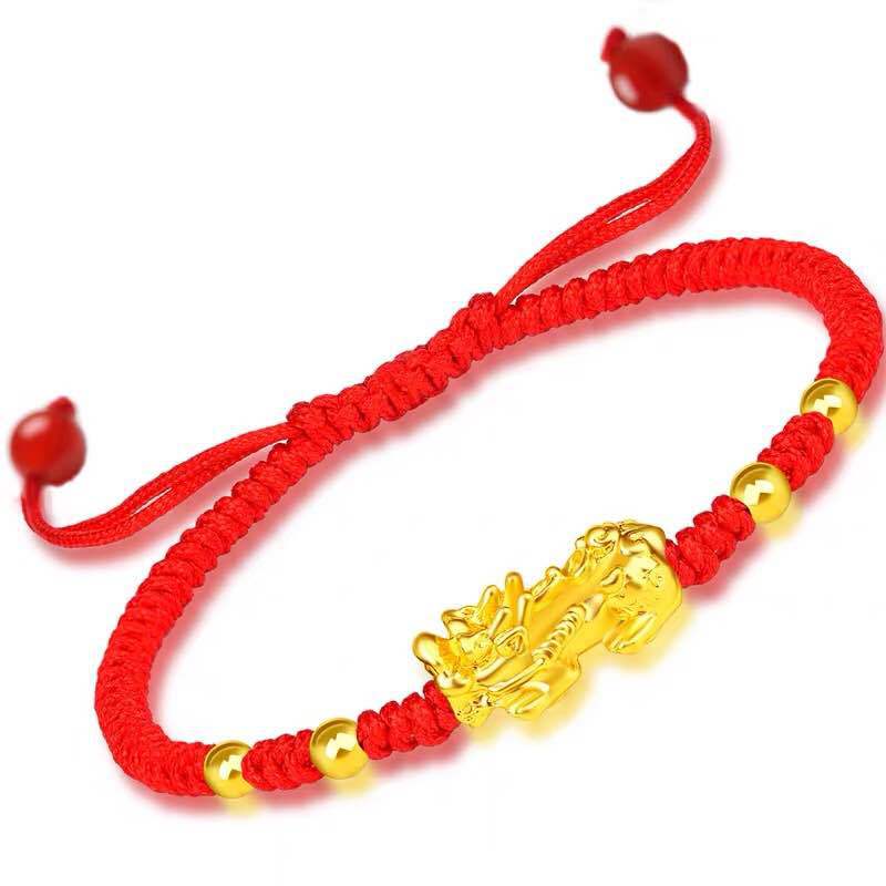 Feng Shui bracciale da uomo con perline di preghiera fortunate per uomo donna cinturino Color oro Pixiu ricchezza e buona fortuna che cambia bracciali