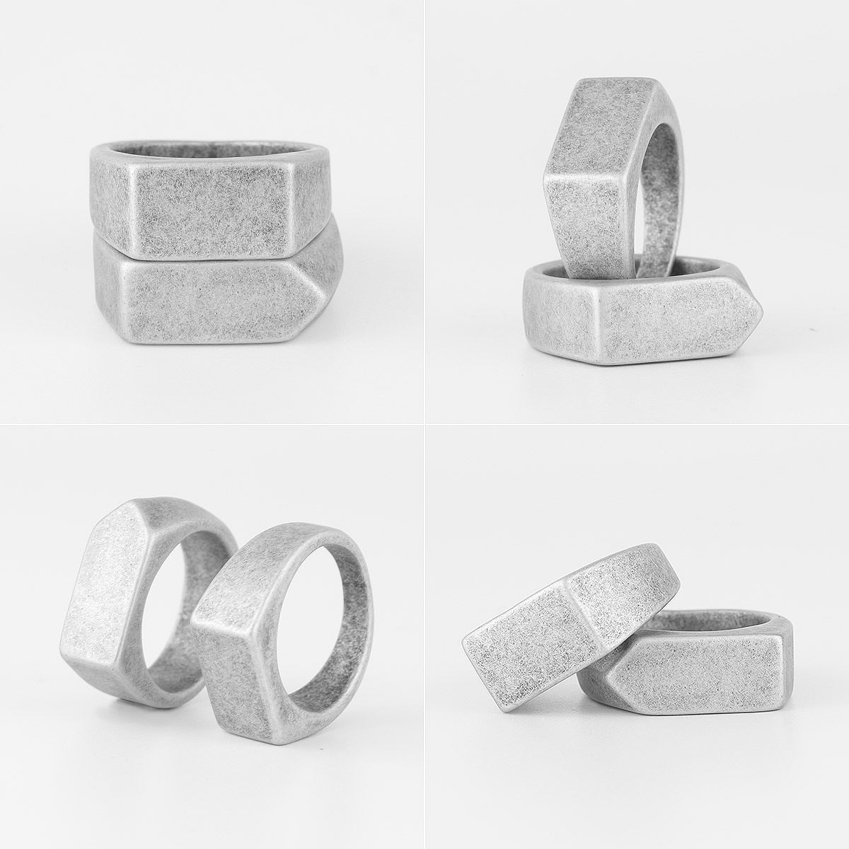 Retro Simple Square Bullet Stainless Steel Mens Rings Vintage Rustic for Male Boyfriend Biker Jewelry Creativity Gift Wholesale