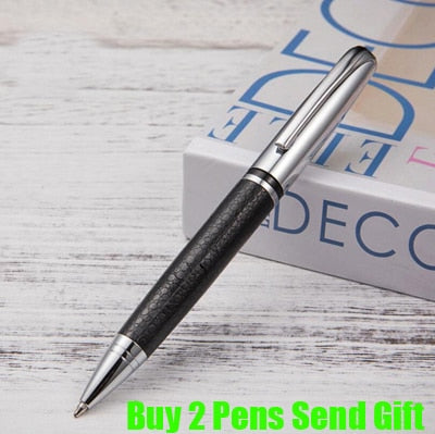 Hot Selling PU Leather Brand Metal Roller Ballpoint Pen Business Men Gift Writing Pen Buy 2 Send Gift