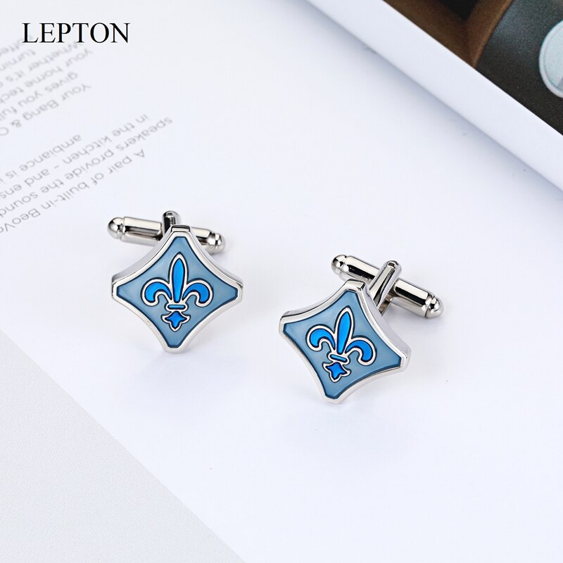 Hot Fleur De Lis Cufflinks for Mens Blue Fleur-De-Lis Cufflink /Father&#39;s Day/Lover/Friends/Wedding/Anniversaries/Birthdays Gift