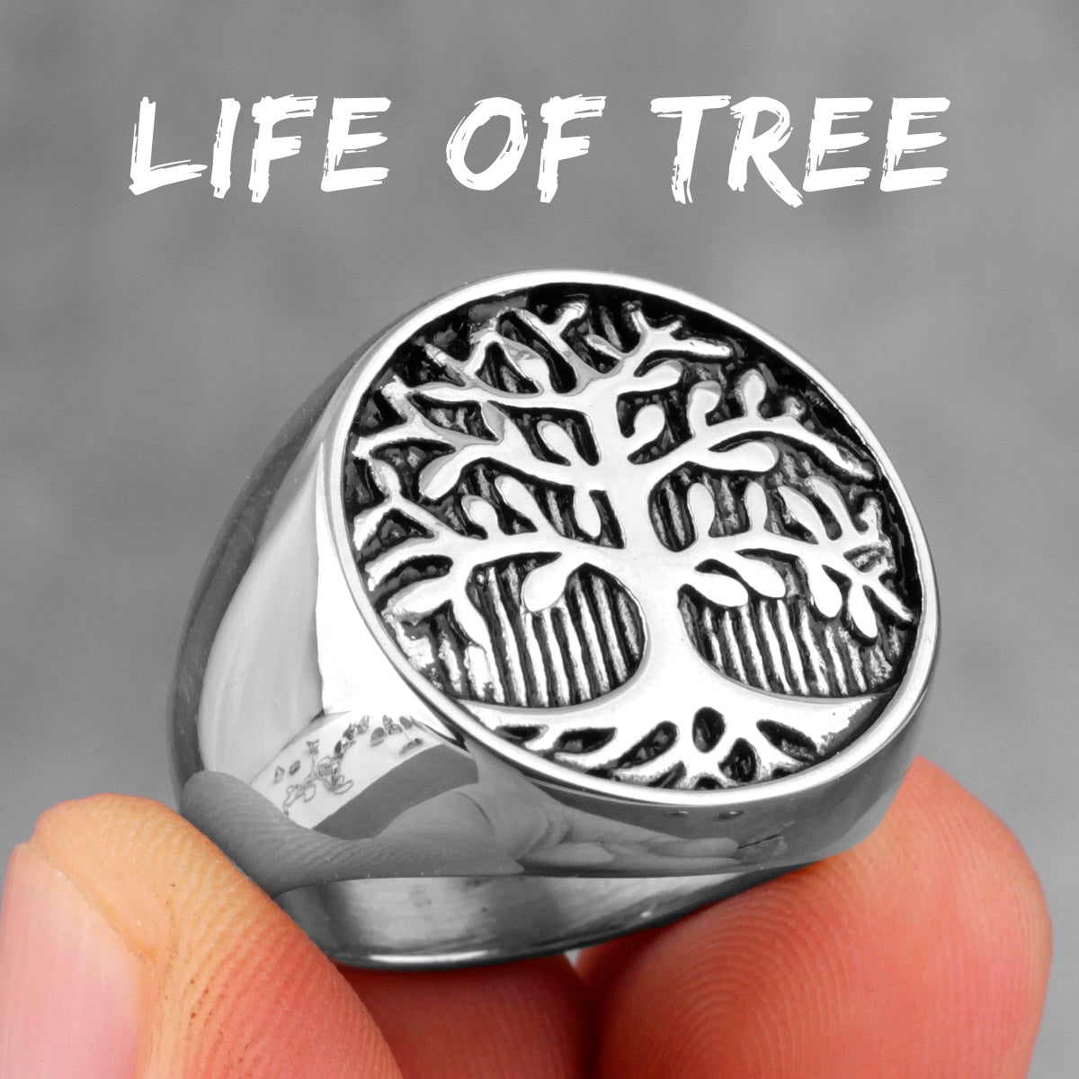 Tree of Life Amulet Stainless Steel Mens Rings Simple Elegant Charm for Male Boyfriend Biker Jewelry Creativity Gift Wholesale