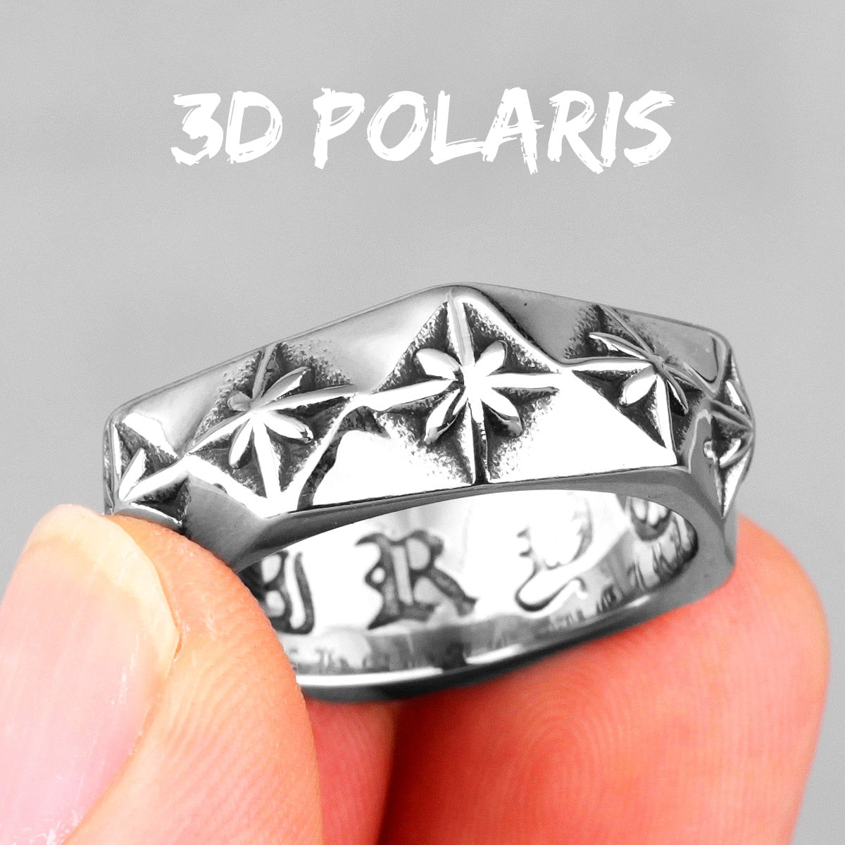 Polaris Star Polygon Flower Stainless Steel Mens Rings Simple Trendy for Male Boyfriend Biker Jewelry Creativity Gift Wholesale