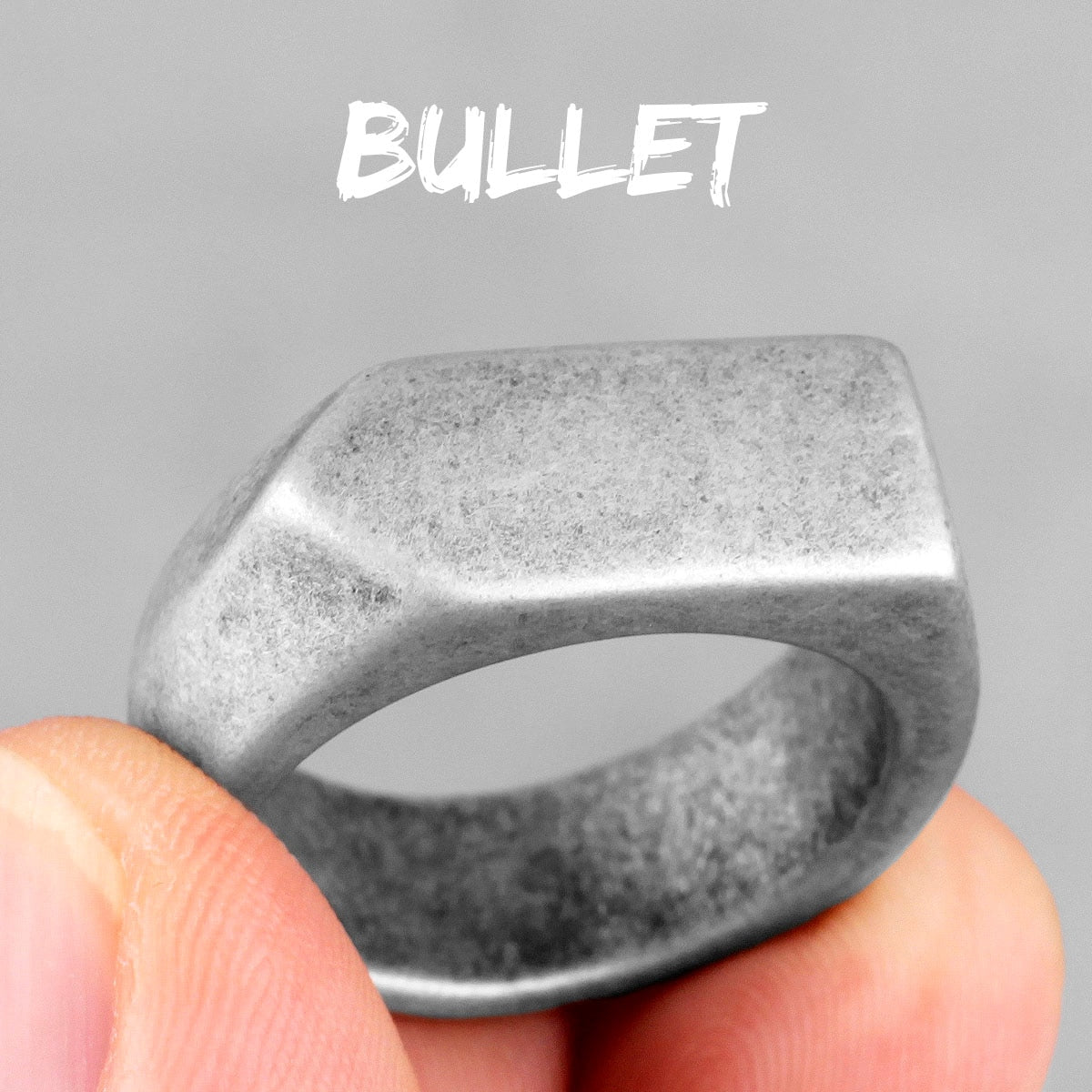 Retro Simple Square Bullet Stainless Steel Mens Rings Vintage Rustic for Male Boyfriend Biker Jewelry Creativity Gift Wholesale