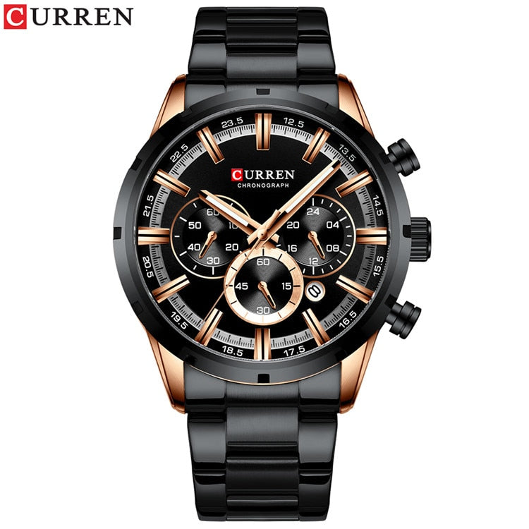 Curren Men&#39;s Watch Blue Dial Stainless Steel Band Date Mens Business Male Watches Waterproof Luxuries Men Wrist Watches for Men