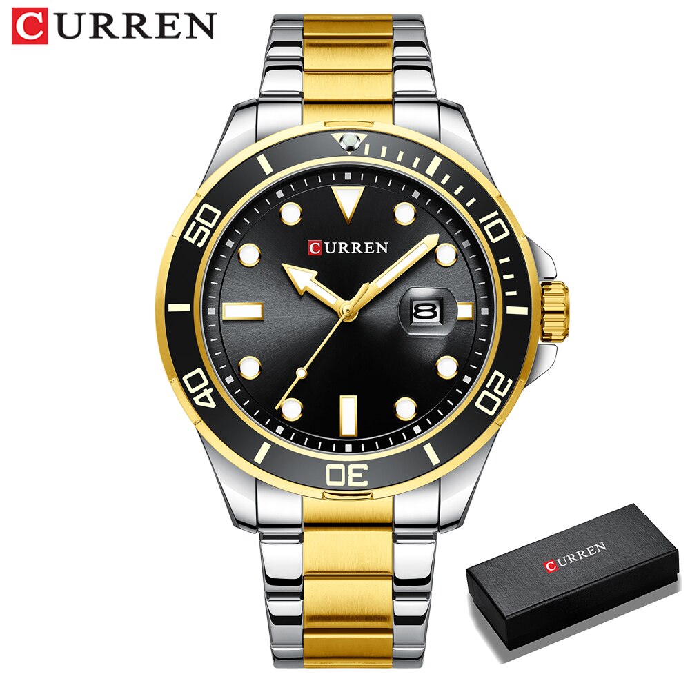 CURREN Watches Mens Quartz Stainless Steel Band Writwatches for Male Business Design Simple Clock Relogio Masculino