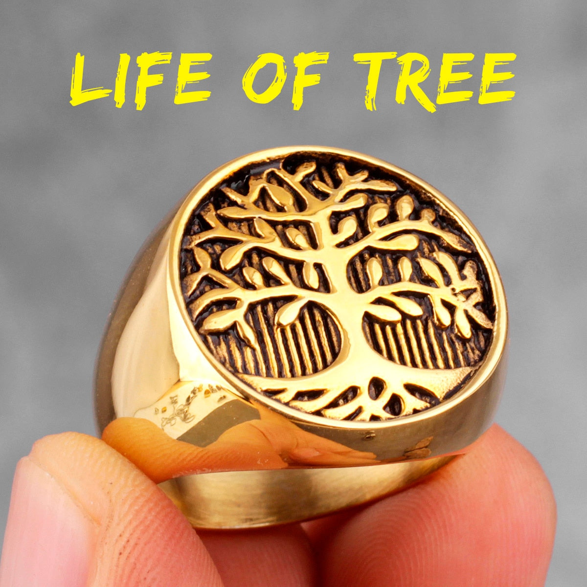 Tree of Life Amulet Stainless Steel Mens Rings Simple Elegant Charm for Male Boyfriend Biker Jewelry Creativity Gift Wholesale