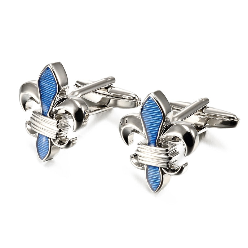 Hot Fleur De Lis Cufflinks for Mens Blue Fleur-De-Lis Cufflink /Father&#39;s Day/Lover/Friends/Wedding/Anniversaries/Birthdays Gift