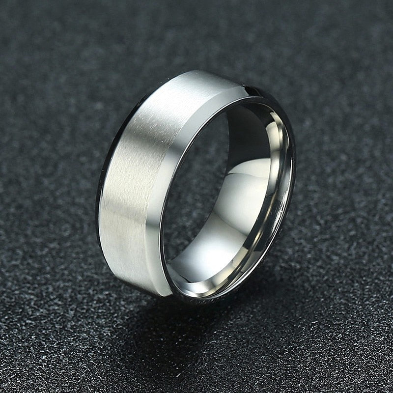 Vnox 8mm Men Ring Stainless Steel Wedding Jewelry Horus Anka Bible Medical