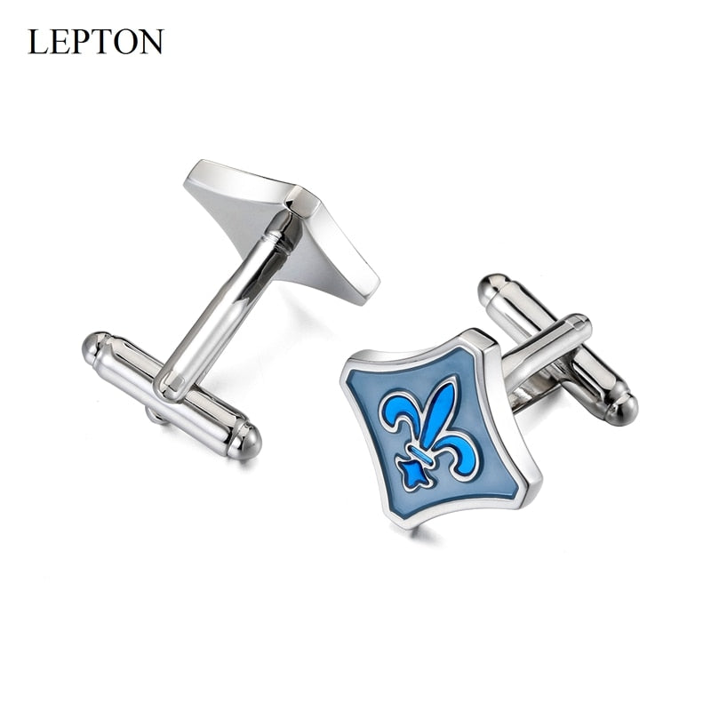 Hot Fleur De Lis Cufflinks for Mens Blue Fleur-De-Lis Cufflink /Father&#39;s Day/Lover/Friends/Wedding/Anniversaries/Birthdays Gift