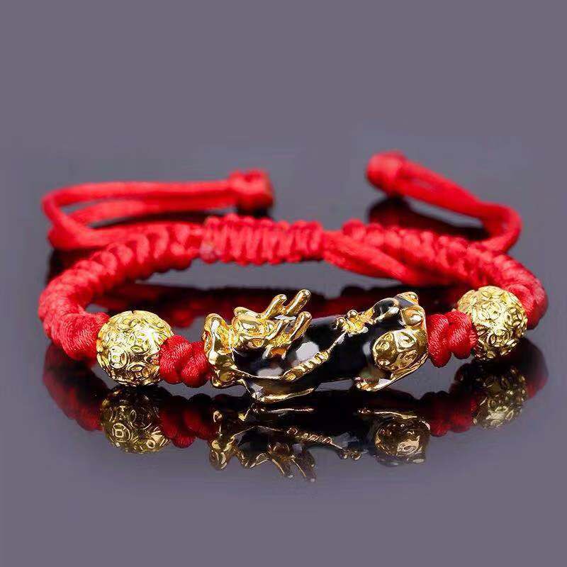 Feng Shui bracciale da uomo con perline di preghiera fortunate per uomo donna cinturino Color oro Pixiu ricchezza e buona fortuna che cambia bracciali