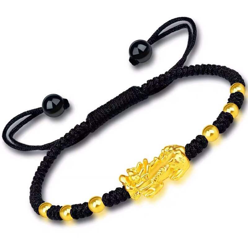 Feng Shui bracciale da uomo con perline di preghiera fortunate per uomo donna cinturino Color oro Pixiu ricchezza e buona fortuna che cambia bracciali