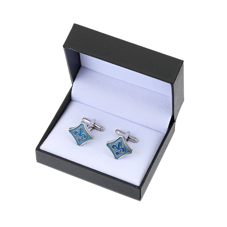 Hot Fleur De Lis Cufflinks for Mens Blue Fleur-De-Lis Cufflink /Father&#39;s Day/Lover/Friends/Wedding/Anniversaries/Birthdays Gift