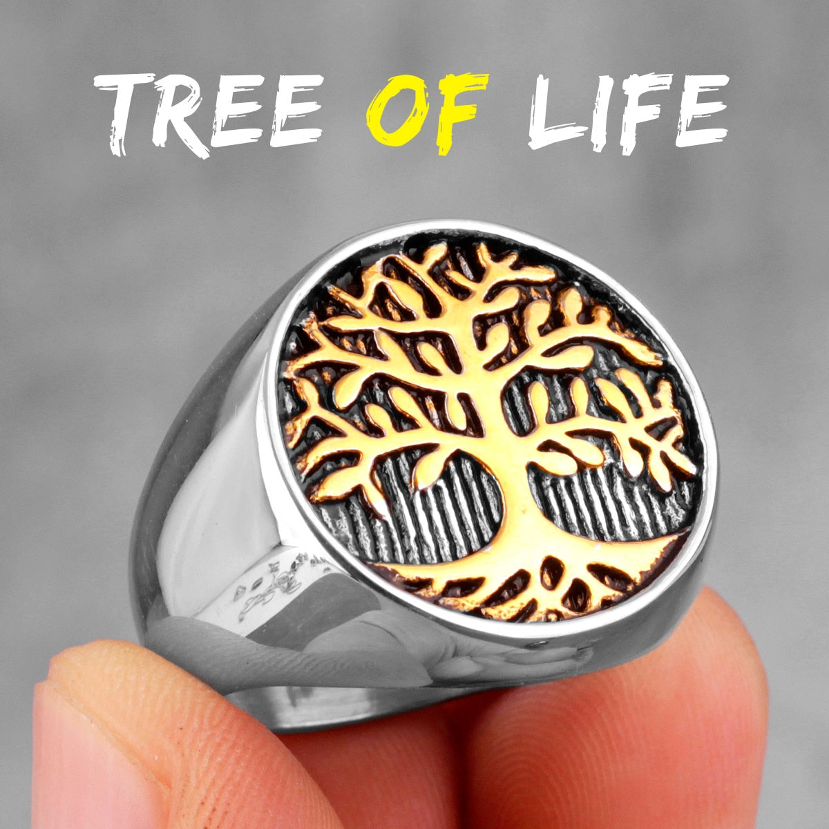 Tree of Life Amulet Stainless Steel Mens Rings Simple Elegant Charm for Male Boyfriend Biker Jewelry Creativity Gift Wholesale