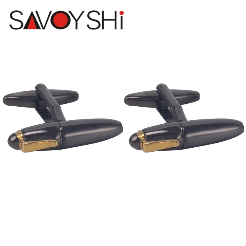 SAVOYSHI Fashion Pen Cufflinks for Mens Shirt Cuff bottons High Quality Black Cuff links Business Gift Brand Men Jewelry Design