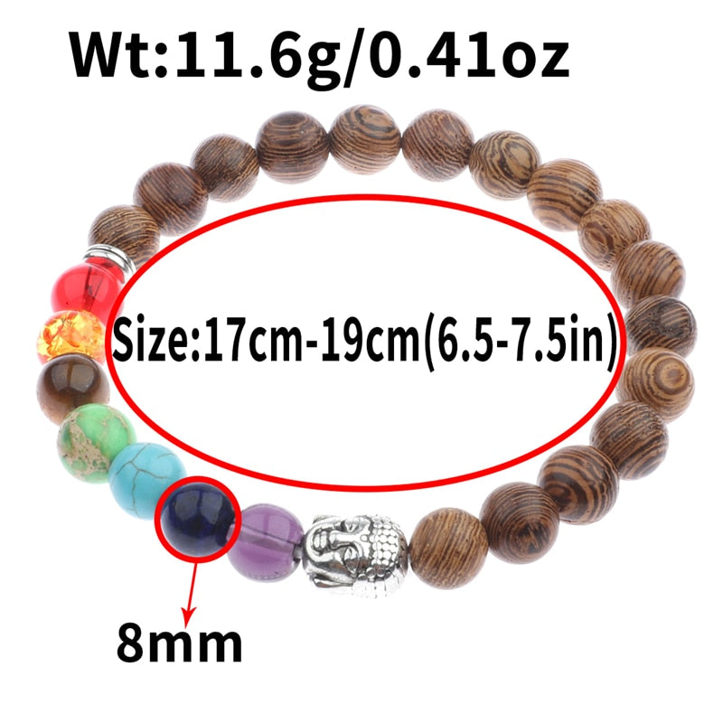 2020 Mens Natural Wooden&amp;Buddha Beaded Bracelet 7 Chakra Yoga Meditation Bracelet Colorful Bracelets For Women ABJ002