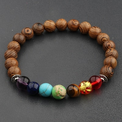 2020 Mens Natural Wooden&amp;Buddha Beaded Bracelet 7 Chakra Yoga Meditation Bracelet Colorful Bracelets For Women ABJ002