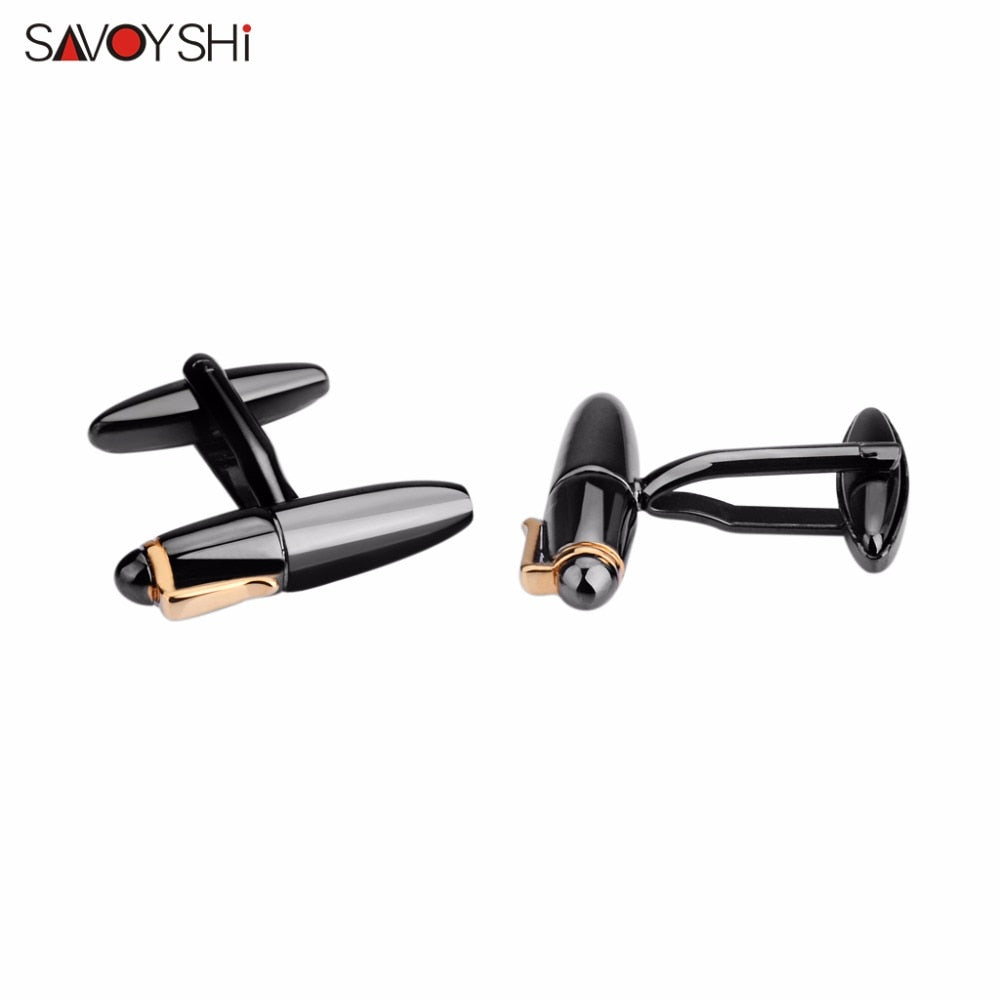 SAVOYSHI Fashion Pen Cufflinks for Mens Shirt Cuff bottons High Quality Black Cuff links Business Gift Brand Men Jewelry Design