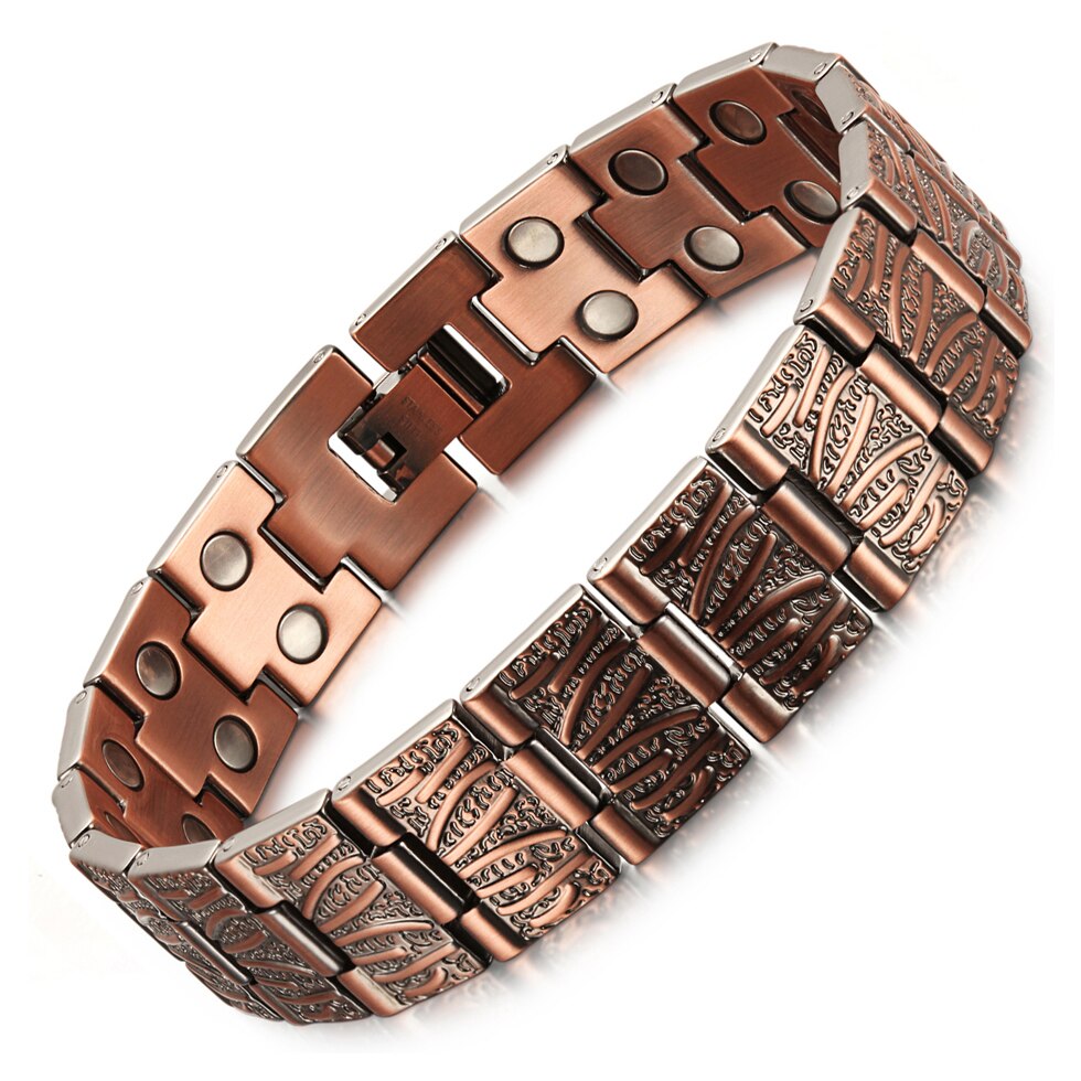 Oktrendy Red Copper Magnetic Bracelet for Men Women Double Row Magnet Healthy Energy Bracelets &amp; Bangles Luxury Mens Jewellery