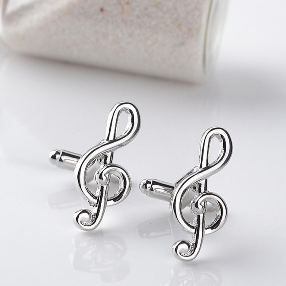 1pc Fashion Mens Cufflinks Silver Plated Music Notation Shirt Cufflinks Men Jewelry Cuff Link Gift Business Wedding Button Gift