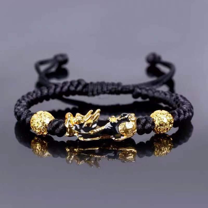 Feng Shui bracciale da uomo con perline di preghiera fortunate per uomo donna cinturino Color oro Pixiu ricchezza e buona fortuna che cambia bracciali