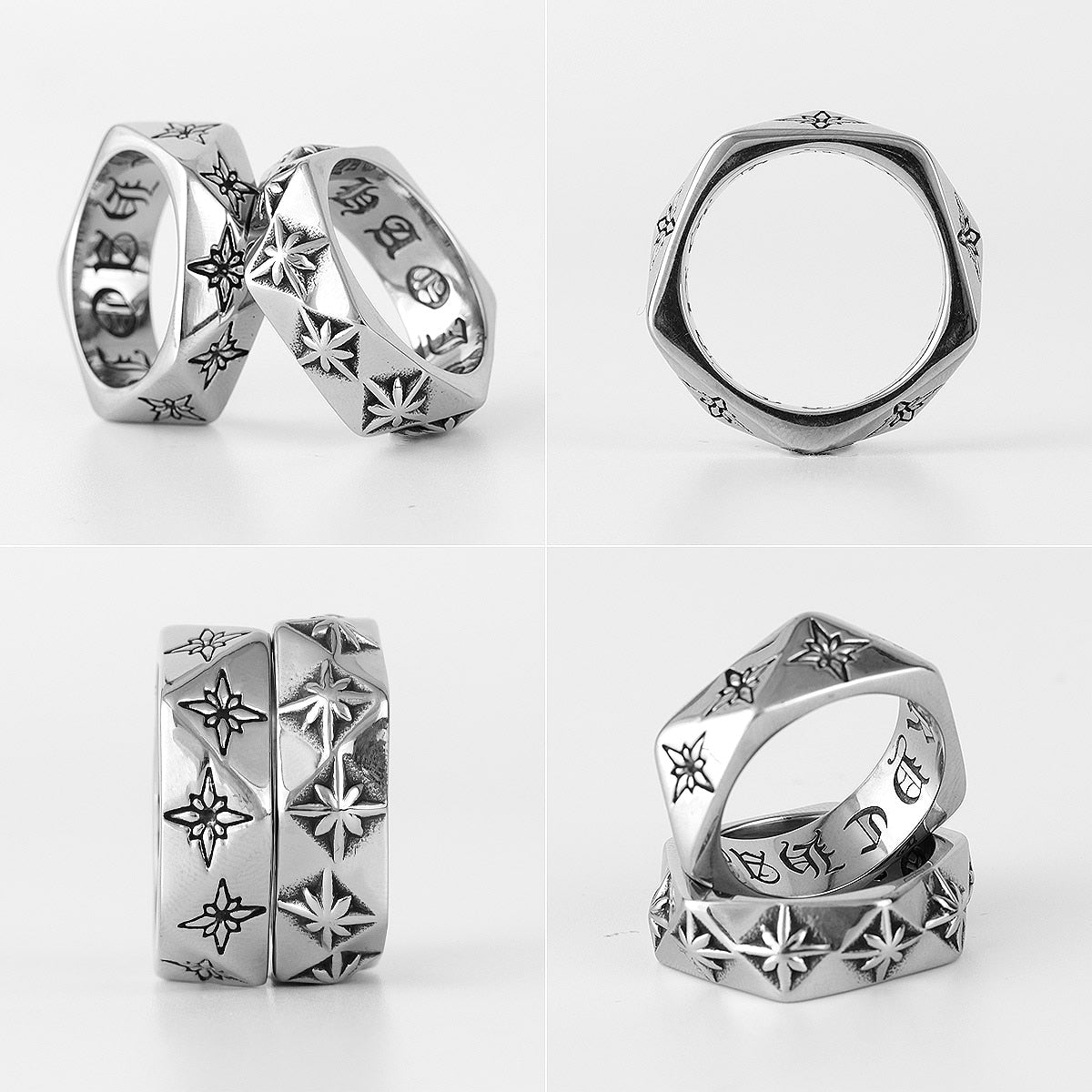 Polaris Star Polygon Flower Stainless Steel Mens Rings Simple Trendy for Male Boyfriend Biker Jewelry Creativity Gift Wholesale