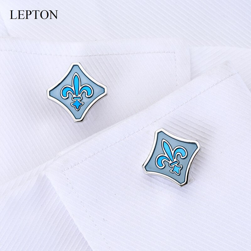 Hot Fleur De Lis Cufflinks for Mens Blue Fleur-De-Lis Cufflink /Father&#39;s Day/Lover/Friends/Wedding/Anniversaries/Birthdays Gift