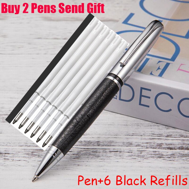 Hot Selling PU Leather Brand Metal Roller Ballpoint Pen Business Men Gift Writing Pen Buy 2 Send Gift