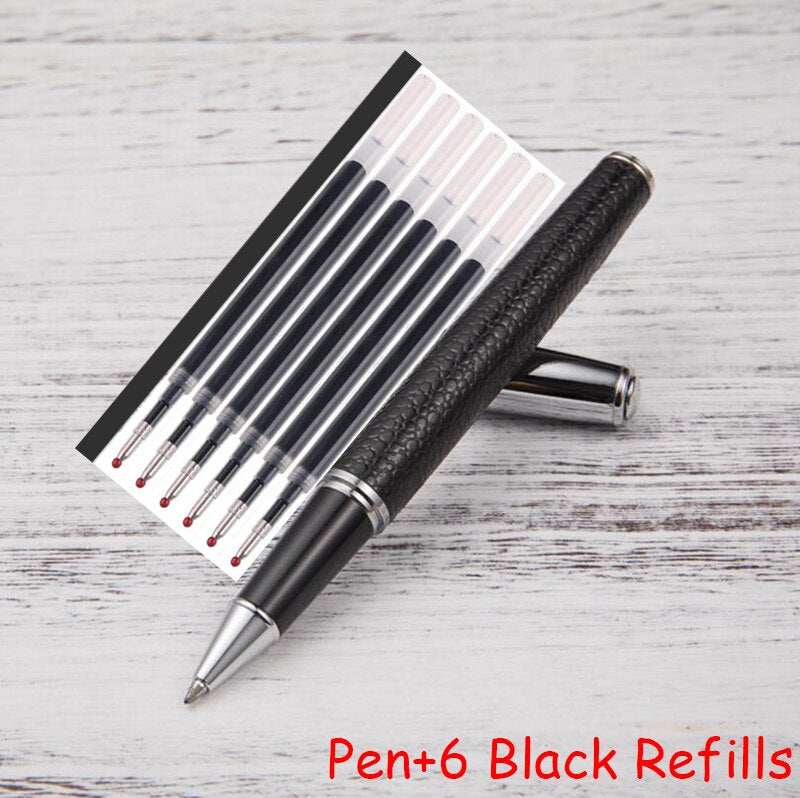 Hot Selling PU Leather Brand Metal Roller Ballpoint Pen Business Men Gift Writing Pen Buy 2 Send Gift