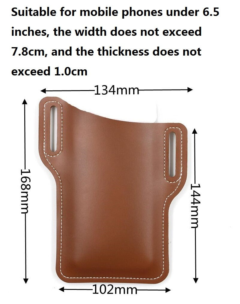 Men Phone Case Holster Cellphone Loop Holster Belt Waist Bag Props Leather Purse Phone Wallet Running Pouch Travel Camping Bags