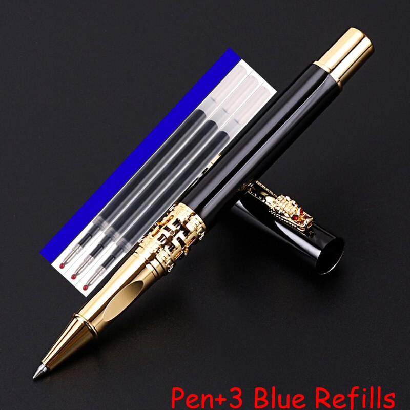 New Arrival Dragon Crystal Diamond Metal Roller Ballpoint Pen Business Men Birthday Gift Pen Best Quality Can Make Logo