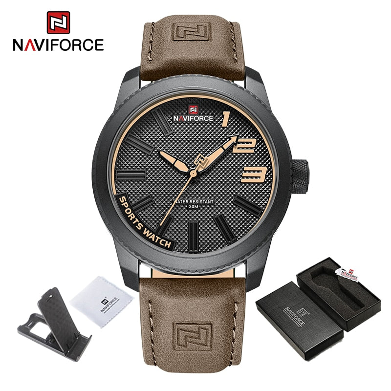 NAVIFORCE Popular Male Wristwatch Military Sports Shockproof Waterproof Leather Watch Men Fashion Casual Clock Relogio Masculino