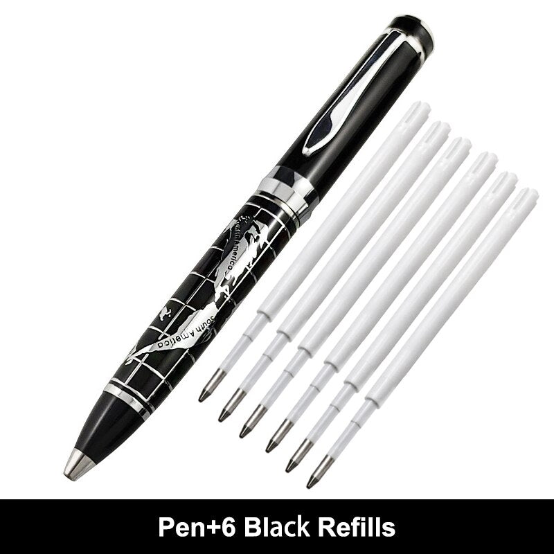 Hot Selling Full Metal World Map Design Roller Ballpoint Pen Office Business Men Birthday Gift Writing Pen Can Make Logo