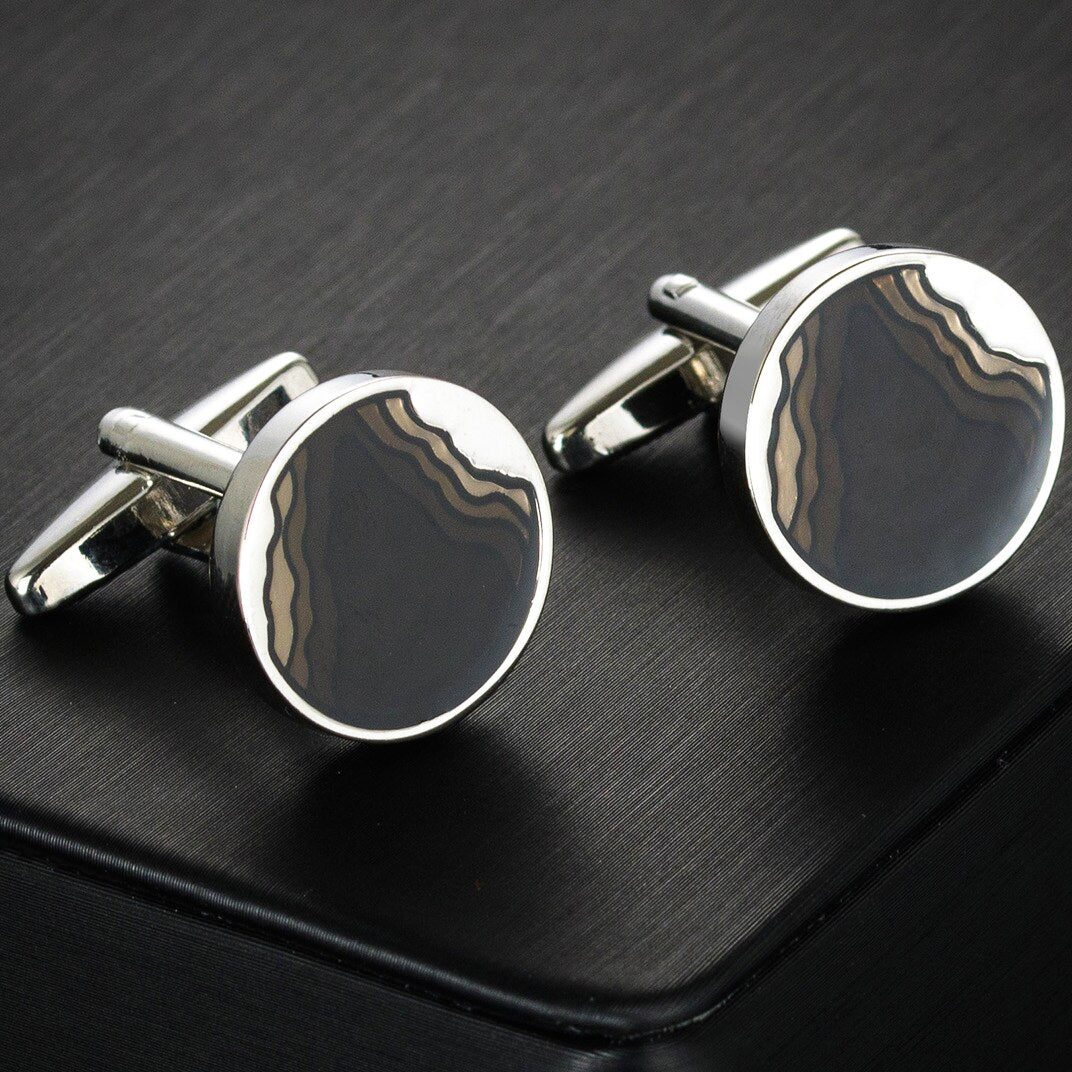 MeMolissa Men&#39;s Retro Cufflinks Silvery Geometric Round Cufflinks for Men Shirt Sleeve Cuff Button Father&#39;s Day Gift