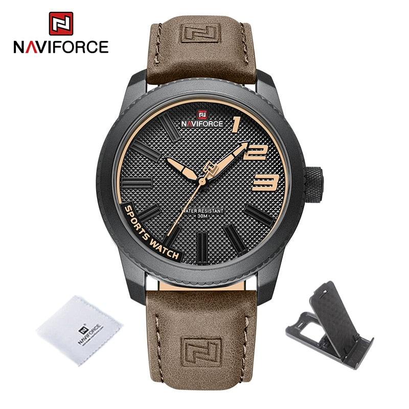 NAVIFORCE Popular Male Wristwatch Military Sports Shockproof Waterproof Leather Watch Men Fashion Casual Clock Relogio Masculino