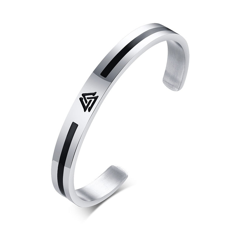 Men Bangle, Enemal Bangle Mens, Viking Logo Cuff Bracelet For Gentleman ,Stainless Steel Minimalist Bracelets