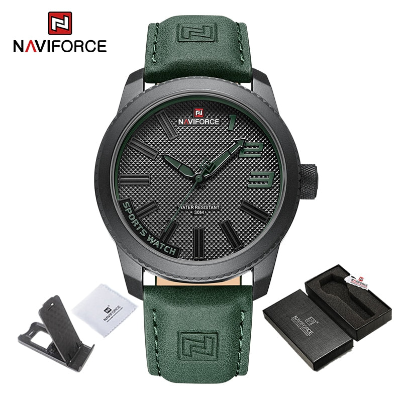 NAVIFORCE Popular Male Wristwatch Military Sports Shockproof Waterproof Leather Watch Men Fashion Casual Clock Relogio Masculino