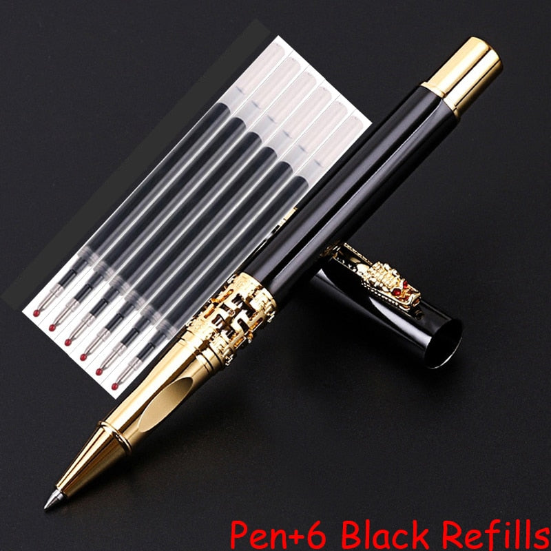 New Arrival Dragon Crystal Diamond Metal Roller Ballpoint Pen Business Men Birthday Gift Pen Best Quality Can Make Logo