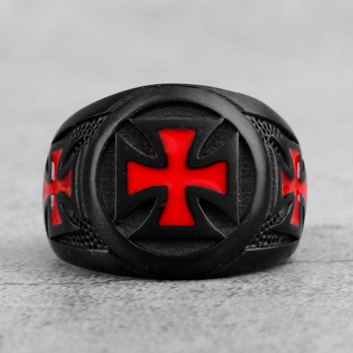 Red Cross Black Stainless Steel Mens Rings Religion Punk Hip Hop for Male Boyfriend Biker Jewelry Creativity Gift Wholesale