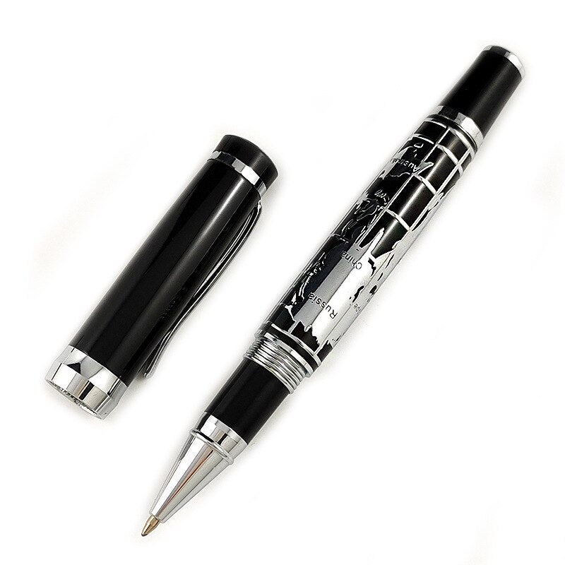 Hot Selling Full Metal World Map Design Roller Ballpoint Pen Office Business Men Birthday Gift Writing Pen Can Make Logo