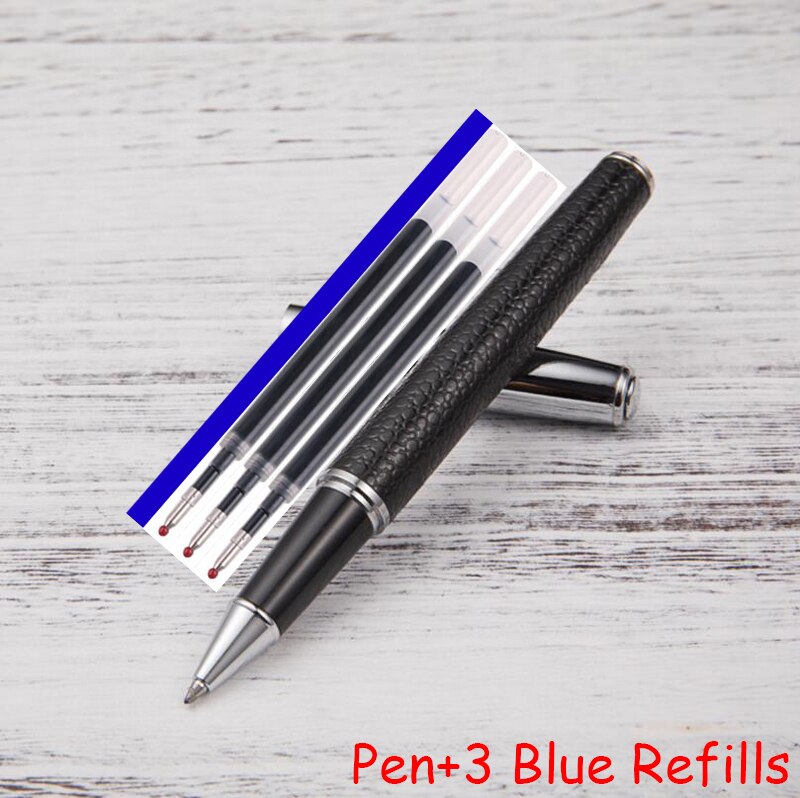 Hot Selling PU Leather Brand Metal Roller Ballpoint Pen Business Men Gift Writing Pen Buy 2 Send Gift