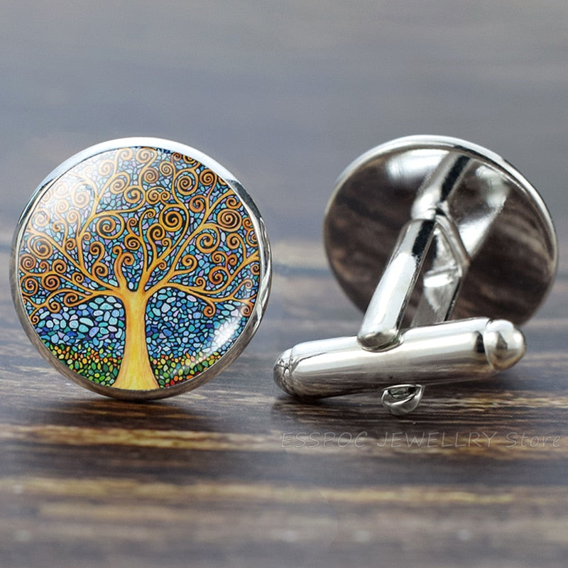 Tree of Life Cufflinks for Men Best Man Cufflinks Set Cufflinks Wedding Life Tree Suit Shirt Cuff Links Men Accessories