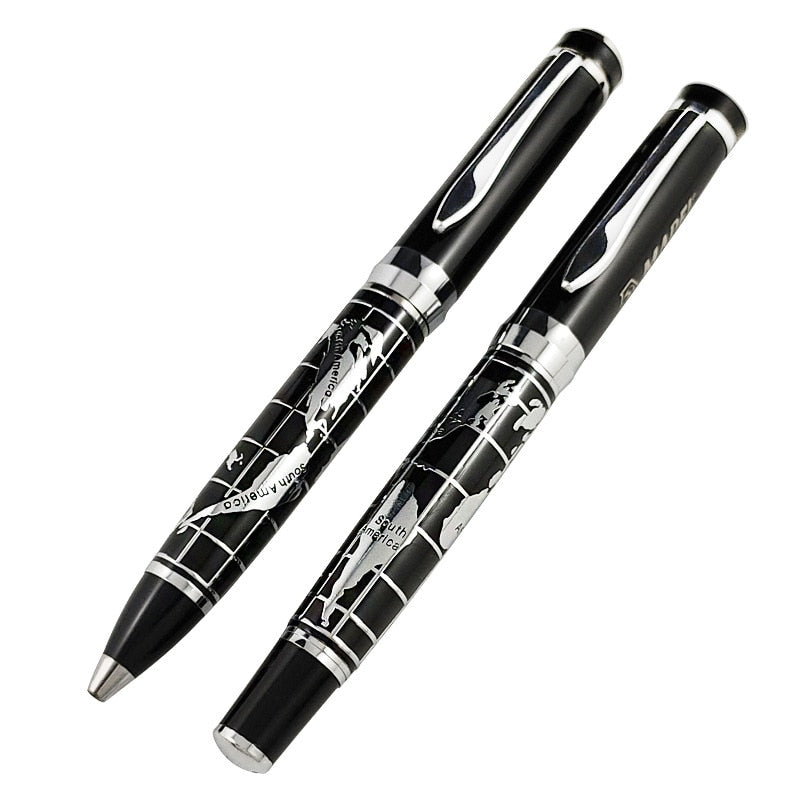 Hot Selling Full Metal World Map Design Roller Ballpoint Pen Office Business Men Birthday Gift Writing Pen Can Make Logo