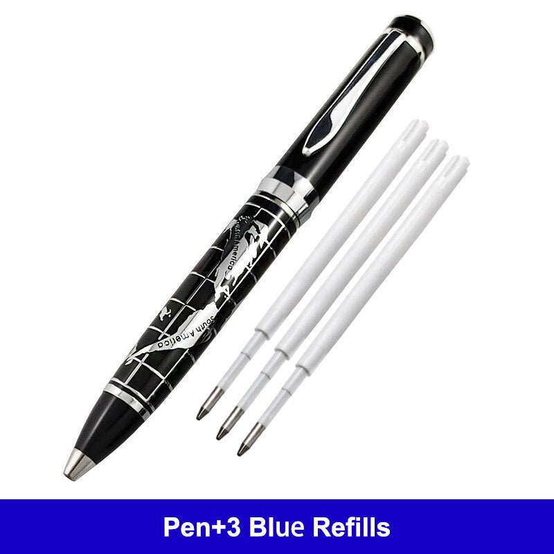 Hot Selling Full Metal World Map Design Roller Ballpoint Pen Office Business Men Birthday Gift Writing Pen Can Make Logo