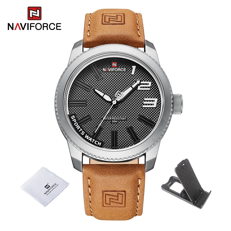 NAVIFORCE Popular Male Wristwatch Military Sports Shockproof Waterproof Leather Watch Men Fashion Casual Clock Relogio Masculino