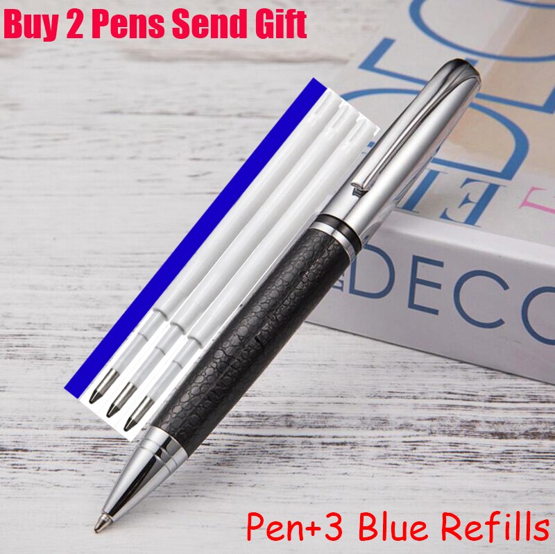 Hot Selling PU Leather Brand Metal Roller Ballpoint Pen Business Men Gift Writing Pen Buy 2 Send Gift