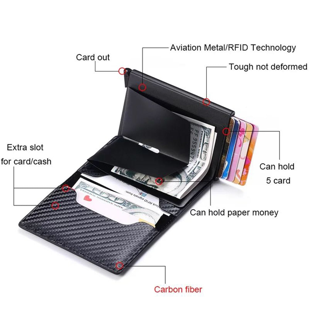 New Carbon Fiber For Apple Airtag Wallet Men Business ID Credit Card Holder Rfid Slim Anti Protect Airtag Slide Wallet Dropship