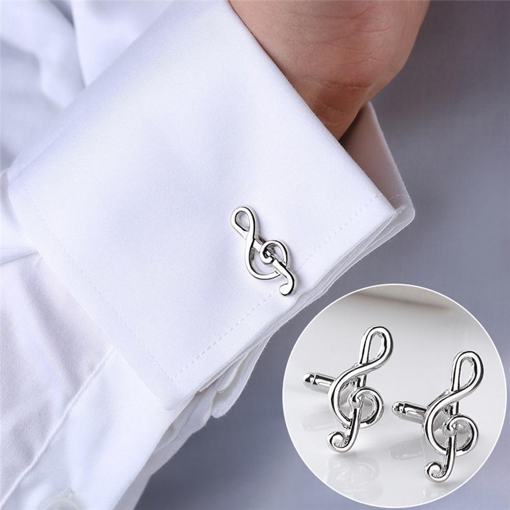 1pc Fashion Mens Cufflinks Silver Plated Music Notation Shirt Cufflinks Men Jewelry Cuff Link Gift Business Wedding Button Gift